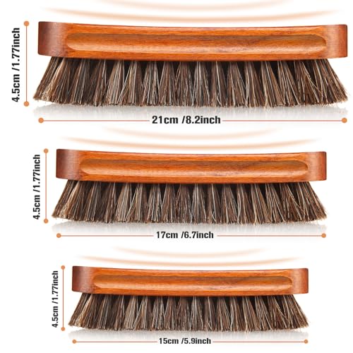 4 Pcs Horsehair Shine Shoes Brush Kit Polish Dauber Applicators Cleaning Leather Shoes Boots Care Brushes Suede Cleaner Brush with Microfiber Shoe Gloves(3 Pcs Shine Brush) - style: 3 Pcs Shine Brush