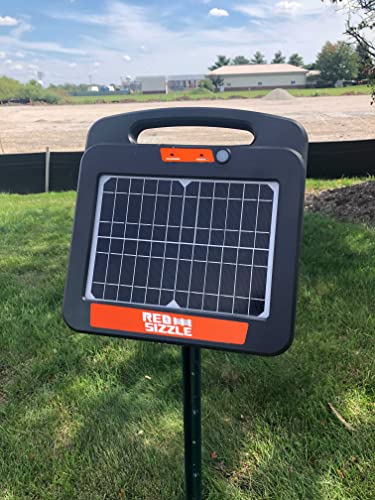 Solar Electric Fence Charger | Red Sizzle 3S | Solar Powered Electric Fence Energizer for Livestock or Keep Out Predators | 0.55 Joule | Powers Up to 3 Miles