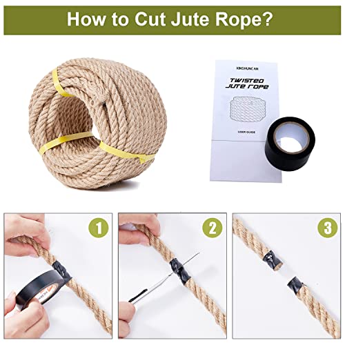 Heavy Duty Jute Rope - 1/2 Inch, 100 Feet, Natural Hemp, Twisted, Ideal for Crafts, Gardening, Bundling, Climbing, Hammock, Nautical, Tug of War, Railings, Home Decorating - size: 100Ft, style: 1/2 Inch