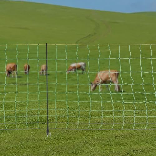 Electric Fence Netting, 20'' x 50'' PE Electric Fence Wire with 10 Stakes 4 Wires, Electric Fence for Livestock Farms and Ranches, Utility Portable Temporary Fence for Goats, Sheep, Lambs, Deer, Hogs