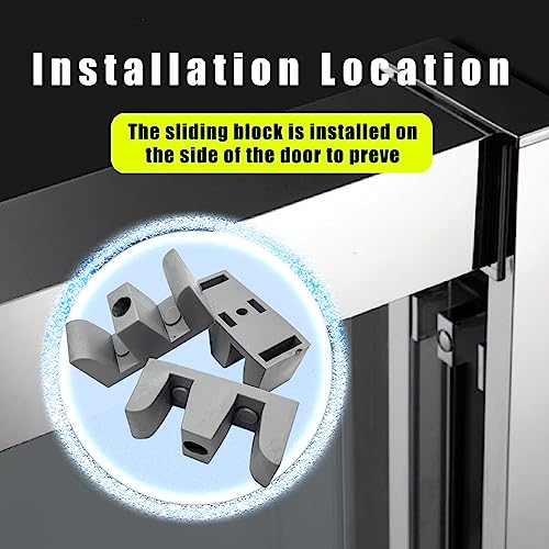 49mm Bathroom Sliding Door Glass Collision-Proof Block Side Guide Rail for Shower Door Bathroom Sliding Door Bumper Shower Room Accessories(4pcs,Grey) - size: Grey 49mm