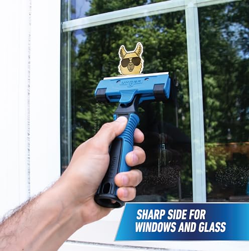 Unger Professional Connect and Clean 4" All-Purpose Scraper, Window, Glass, and Floor Scraping Tool Supplies, Adhesive Removal, Gum, Stickers, Paint Removal, Dual-Sided Blade (Pack of 10) - size: 4" (Pack of 10), style: All-Purpose Window Scraper
