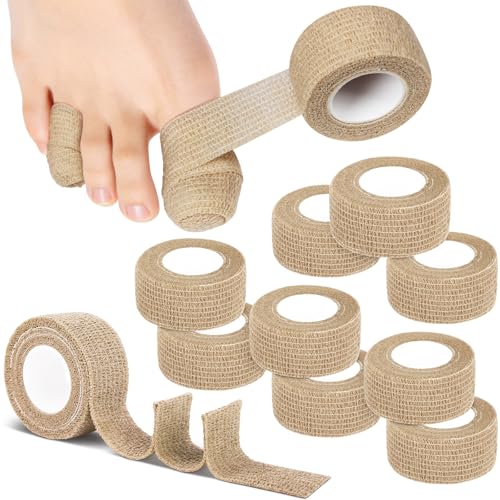 10 Rolls Self-Adhesive Bandages Wraps, Toe Caps & Toe Covers Bandages Set for Sports, Wrist, Ankle, Toes Fingers Protector (Beige) - color: Beige