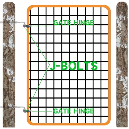 LANIAKEA 4PCS 10" J Bolt Gate Hinge J-Bolt Chain Link Fence Gate Hinge Heavy Duty Threaded Hinges for Cattle Corral Panels - size: 10in