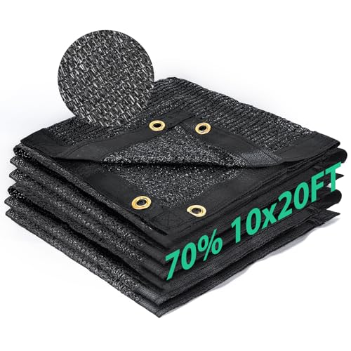 Kesfitt 70% Shade Cloth 10x20 ft, Breathable HDPE Mesh Sun Shade Tarp for Garden & Greenhouse, UV Resistant Outdoor Shade Fabric with Copper Grommets for Plants, Patio, Yard - size: 10ftx20ft, style: 70% Shading Rate