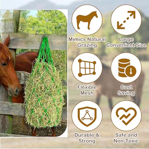 2PCS Hay Bag Hanging Goat Feeder,Slow Feeder Horse Hay Bag, with 4 Bucket Strapsnd for Horses Donkeys Cows Alpacas Ostriches or Other Animals