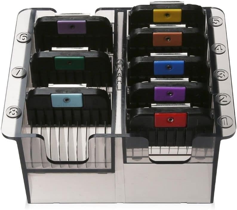 Wahl Pro Animal Stainless Steel Attachment Comb Set, Multicolor 2 | 8 Cutting Lengths, Color-Coded Dog and Cat Clipper Guides, Animal Grooming Essentials, Snag-Free Cutting - color: Multicolor 2