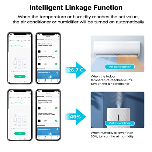 eMylo WiFi Thermometer Hygrometer, Smart IR Remote, Digital Temperature and Humidity Sensor with Backlight, Universal IR Remote Compatible with Alexa and Google Assistant