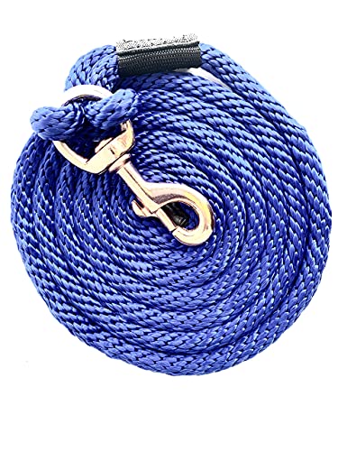 Majestic Ally Pack of 2 Solid Poly Lead Rope for Horses & Livestock – 10 Foot Long and 5/8 inch Thick - Replaceable Heavy-Duty Bolt Snap – Handmade – Soft, Broken in Feel (Royal Blue) - color: Royal Blue