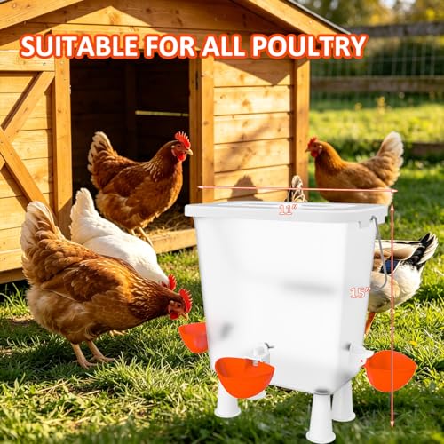 Automatic Chicken Waterer with Float Valve 3 Gallon Poultry Water Dispenser | Elevated Self-Filling Water Feeder Cup for Hens, Ducks, Quails Chicken Coop