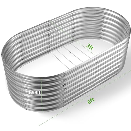 Land Guard Galvanized Planter Raised Beds, 6×3×1.99ft Galvanized Water Trough, Keyhole Raised Garden Bed Metal - color: Classic Silver, size: 6×3×1.99ft