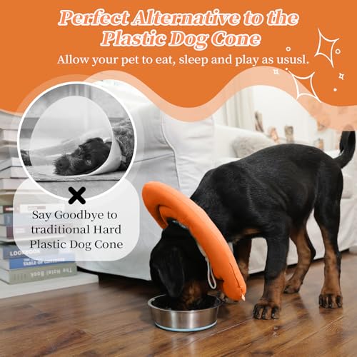 IDOMIK Dog Recovery Collar, Waterproof Soft Dog Cone After Surgery | Comfy Protective Elizabethan Collar Alternative for Dogs Cats, Adjustable Pet Neck Donut Cone Anti-Licking Wounds,Orange,S - color: Orange, size: S