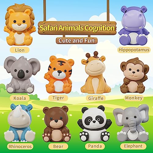 Learning Toy for Toddlers 1 2 3 Year Old, Montessori Educational Counting, Matching & Sorting Sensory Toys, 10 Safari Animals & 10 Zoos, Birthday Easter Gift for Baby Boy Girl Age 12-18 Months | 10 Zoo Animal Toys & 10 Barns, Counting, Matching & Sorting