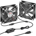 2 Packs Wathai 92mm x 25mm 90mm 5V USB Fan for Receiver AV Cabinet Console | 2 in 1 Small USB Fan for Computer Receiver AV cabint Game Console PC Laptop TV Box Projector Router Cooling - size: 92x25mm (5V)