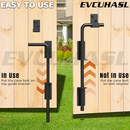 12" Cane Bolt Gate Drop Rod Heavy Duty Stopper Hardware, Gate Ground Latch for Wood Metal Vinyl Gates Doors, Gate Drop Pin for Holding Gate to The Ground, Black Finish-1 Pack - size: 12 Inch