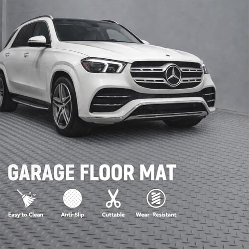 Petgrow 2.8mm Thickened Garage Floor Mat, Custom Size Parking Mat | Non-Slip PVC Floor Protector for Under Car,Golf Cart,Rubber Motorcycle Mat, Large SUVs,MPV, Pickup Truck,Gray - size: 4FT X 10FT