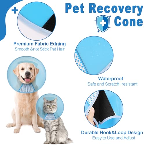 Supet Dog Cone Collar Adjustable After Surgery, Comfortable Pet Recovery Collar & Cone for Large Medium Small Dogs, Elizabethan Dog Neck Collar Plastic Practical - color: Blue, size: L(Neck: 14.0~17.5")