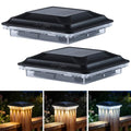 Solar Post Cap Lights Outdoor Waterproof 2 Pack for 3.5x3.5 4x4 Vinyl/Wooden Fence Posts Light Solar Powered with 3000/4500/6000K 3 Modes, Deck Cap Light for Garden, Patio, Porch - size: 2 Pack
