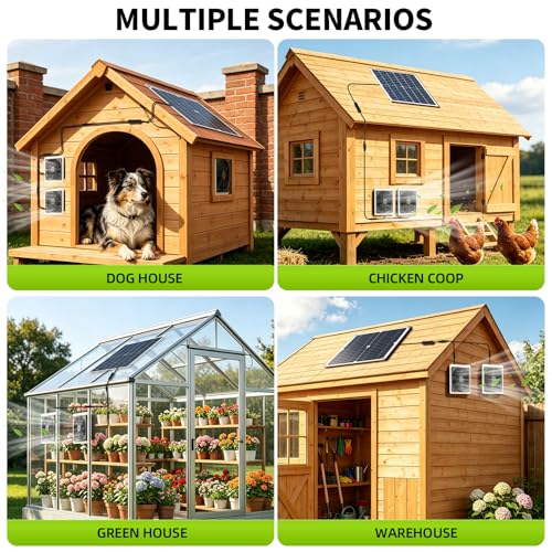 20W Solar Powered Fan for Chicken Coop,IPX54 Waterproof Solar Fan | Solar Exhaust Intake Fan Kit with 9.8ft On/Off Switch Cable,Solar Greenhouse Fan for Outside Greenhouse,Shed,Dog House - size: 20W