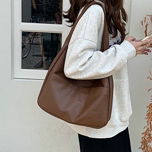 Women Tote Handbags Chic Vegan Leather Tote Bag Purse Stylish Casual Trendy Large Soft Shoulder Bag - color: Coffee