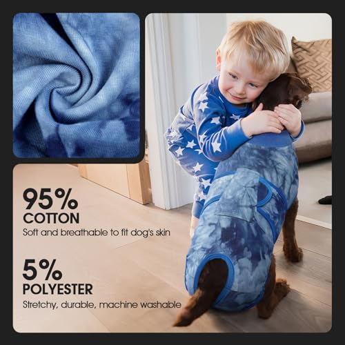 Recovery Suit for Dogs After Surgery,Soft Breathable Dog Bodysuit | E-Collar & Cone Alternative Surgical Suit,Male Female Dog Neuter Spay Suits Anti Licking Wounds Onesie Blue Tie Dye XS - color: Blue Tie Dye, size: Xs(back:8.3-11.4in,wt:4-7lbs)
