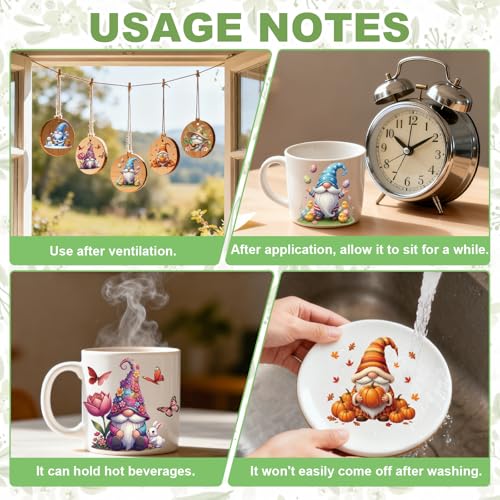 GLOBLELAND 56 Sheets Seasonal Gnomes Transfer Sticker for Craft 3.9x3.6 inch Dwarf Rub on Transfer Decal Stickers for Holiday Crafts Bottle Glass Vase Decor - color: Multicolor