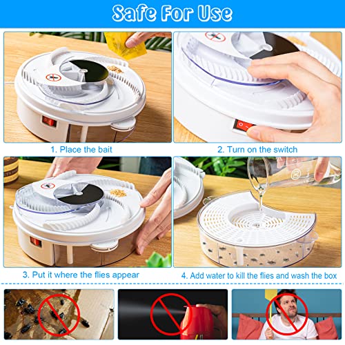 Qualirey Electric Fly Trap Automatic Rotating Insect Catcher,USB | Rotating Fly Gnat Trap Mechanism, UV Light Attracts Insects, Chemical-free Reusable for Outdoor Indoor Kitchens Patios - style: USB