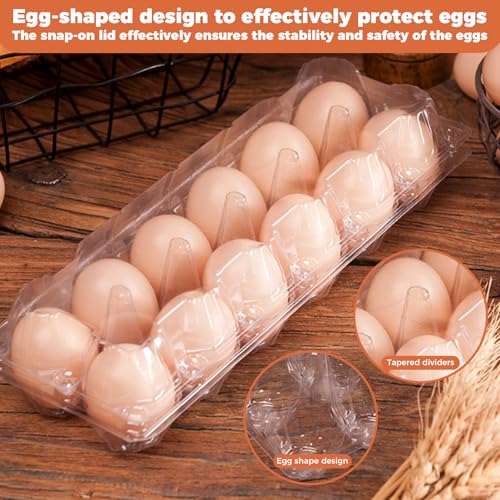 Plastic Empty Eggs Cartons 12 Count Clear Tray Bulk 160 Pack | 2x6 Grid Trays Egg Containers, Clear Stackable Fridge Storage for Chicken Farm Markets, Refrigerator Restaurant Use