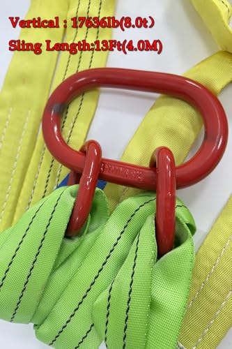 Four Leg Bridle Web Sling 13ft 17636lb Web Slings Belt Type with Hook 4.0 m 8000 kg Light Weight and Flexible Capacity Steel Sling[4leg 8.0t 4m] (4leg-8t-4m) - size: 4leg-8t-4m