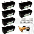 6 Pack Goat Feeders Hanging 3.5 Quart Chicken Feeder Waterer Trough, Goat Mineral Feeder Fence Feeder for Livestock Poultry, Duck, Black