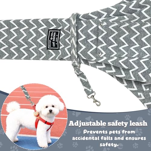 Dog Sling Carrier for Small Dogs and Cats 5–16 lbs, Puppy Carrier Sling with Safety Hook and Storage Pocket, Hands Free Pet Carrier Purse for Travel, Walking, Shopping (Grey Ripple) - color: Grey Ripple