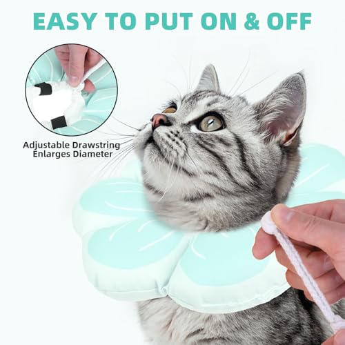 PUPTECK Cat Cone Collar, Soft Kitten Recovery Collar, Lightweight Anti-Bite Lick Elizabethan e Collar for Cats Puppy After Surgery, Blue M - color: Blue, size: M - Neck Up to 10.5"