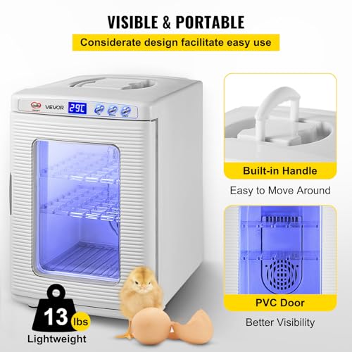 Happybuy White Reptile Incubator 25L Scientific Lab Incubator Digital Incubator Cooling and Heating 5-42°C Reptile Egg Incubator 12V/110V Work for Small Reptiles - color: White