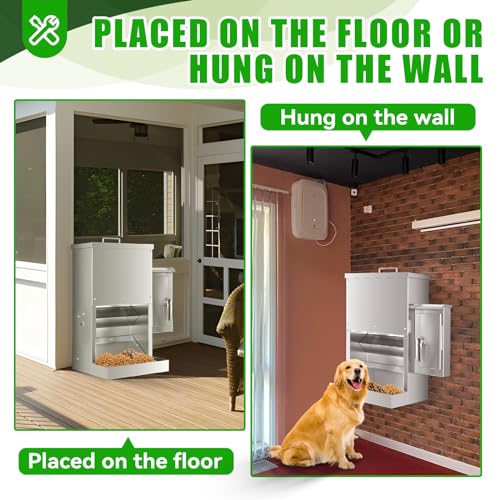 Chipak 16L Large Automatic Dog Feeder with Timer, Stainless Steel Pet Food Dispenser W/Programmable Feeding Schedule for Large Breed Dogs or Cats