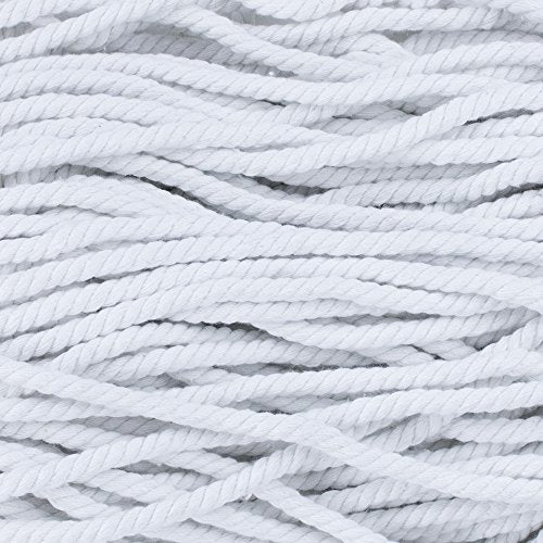 Twisted Natural Cotton Rope - 1/4 Inch - Solid Colors - Available in Lengths of 10 Feet, 25 Feet, 50 Feet, and 100 Feet - color: White, size: 10 feet