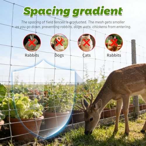 Cattle Panel 4ft x 165ft 14 Gauge Heavy Duty Galvanized Woven Wire Fence | 12 Gauge Border 8in to 3.5in Mesh for Goat Sheep Deer Horse Livestock Fencing Yard Garden Field Agricultural Farm Ranch fence - size: 14ga 4x165ft