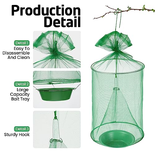 Qualirey 12 Pcs Ranch Fly Trap Outdoors Stable Reusable Horse Outdoor Hanging Pest Fly Trap Catcher Cage with Pots Flay for Farm Orchard Restaurants