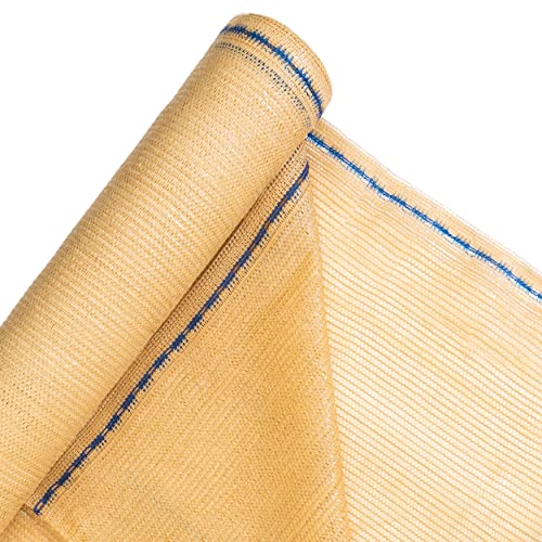 5'10" x 100 FT 60% Shade Cloth Roll Tan | Green HDPE UV Resistant Breathable Eyelets Sun Protection for Greenhouse Garden Fence Pergola Patio Flower Plant Kennel - size: 5'10"x100ft - 60% - Tan