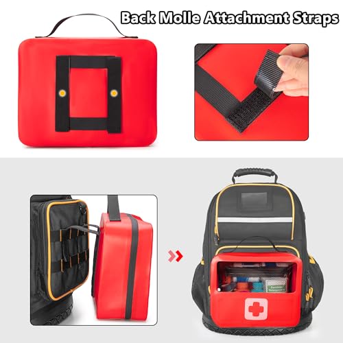 Marscamd Waterproof Empty First Aid Bag with a Detachable Panel | Small Medical Bag with Molle System, Red (Bag Only) - color: Red