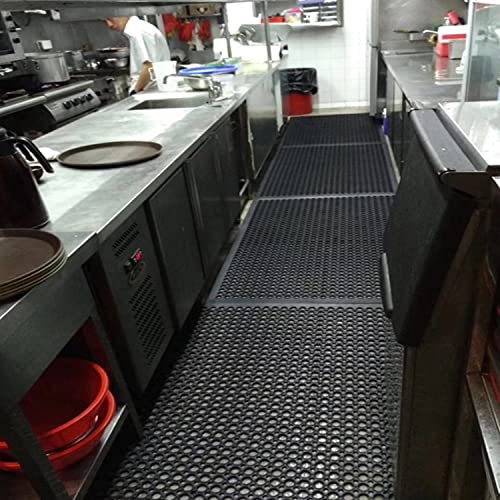 tonchean Rubber Floor Mat with Drainage Holes 83x36x0.4in Anti-Fatigue Mat | Commercial Rubber Mat with Non-Slip Backing Heavy Duty Drainage Floor Mats for Commercial Restaurant Kitchen Bar Use Wet Area