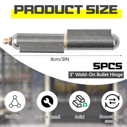 Zonon 5 Pcs 3 Inch BBQ Smoker Bullet Weld on Bullet Hinge Carbon Steel Weldable Barrel Hinges Heavy Duty for Swing Door Trailer Ramp - color: Zerk, size: 3 Inch