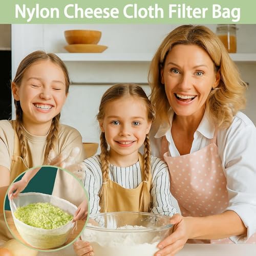 6 Pack Reusable Nylon Mesh Strainer Bags, Bowl-shaped reusable nylon cheese cloth filter bag, fine mesh multi-purpose food filter, suitable for vegetable, nut milk, juice, soy milk