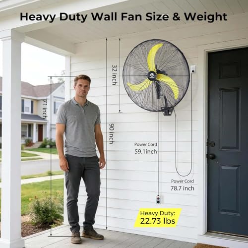 FUGOO 30" Eco BLDC Motor Powerful Airflow Quiet Industrial Wall Fan | 9800 CFM, 50%+ Energy Savings, Oscillating, Remote Control for Factory Garage Warehouse Barn Gym - size: 30 inch-Quiet-Energy Efficient