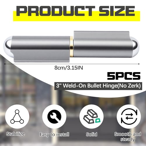 Zonon 5 Pcs 3 Inch BBQ Smoker Bullet Weld on Bullet Hinge Carbon Steel Weldable Barrel Hinges Heavy Duty for Swing Door Trailer Ramp, No Zerk - color: No Zerk, size: 3 Inch