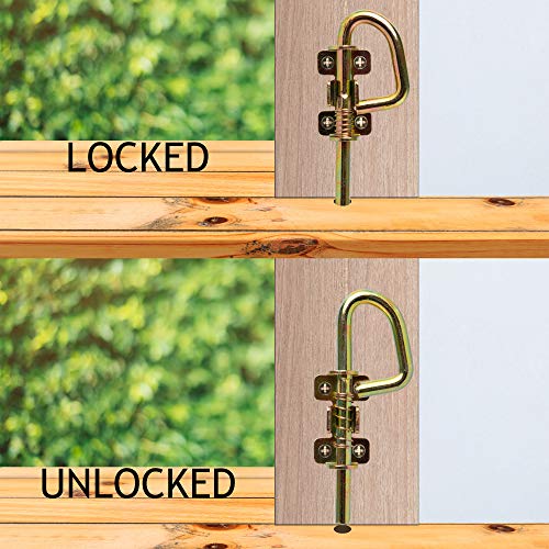 Loop Style Spring Locking Barrel Bolts Door Latch Hardware for Sheds, Gates, Barn Doors, Wooden Window, Chicken Coops - 1 Pair Includes 8 Screws - color: Gold