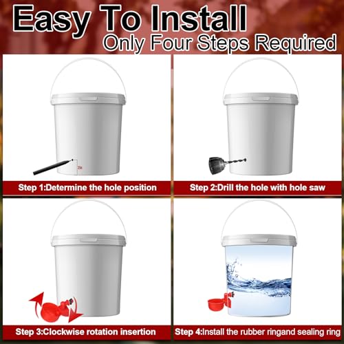 Potchen 25 Sets Chicken Feeder and Water Cup Kit, Quail & Chick Port Feeder and Automatic Chicken Waterer with Hole Opener, Drill, DIY Waterer for Various Poultry