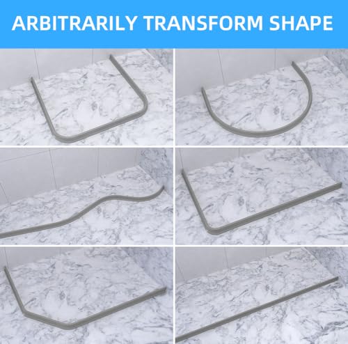 Duzzy 75 Inch Shower Threshold Water Dam, Shower Water Guard to Keep Water in Shower, Shower Water Stopper Dry and Wet Separation Suitable for Bathroom and Kitchen - color: Gray, style: 75 Inch