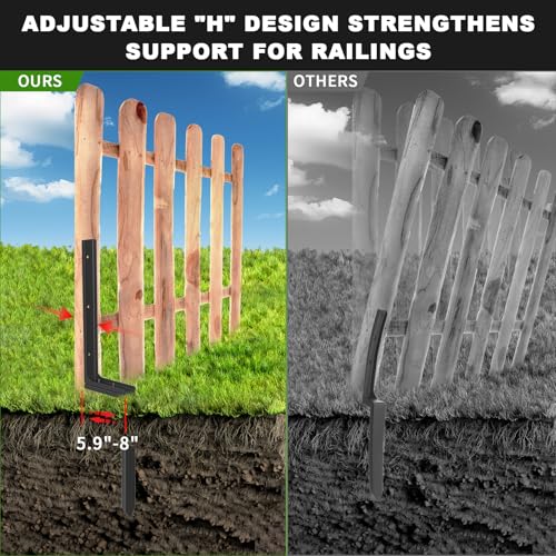 2-Pack Fence Post Repair Kit, 33.5" Heavy Duty Adjustable Thickened Metal Fence Post Anchor with Anti-Rust Coating for Repairing Tilted and Broken Wooden Post