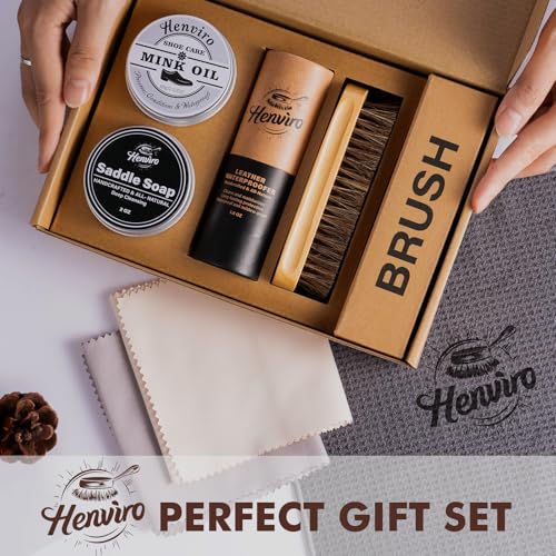 CUTEUP Leather Boot Care Kit – Mink Oil, Saddle Soap, Waterproofing Wax, Shoe Brush, Leather Cleaner and Conditioner Kit