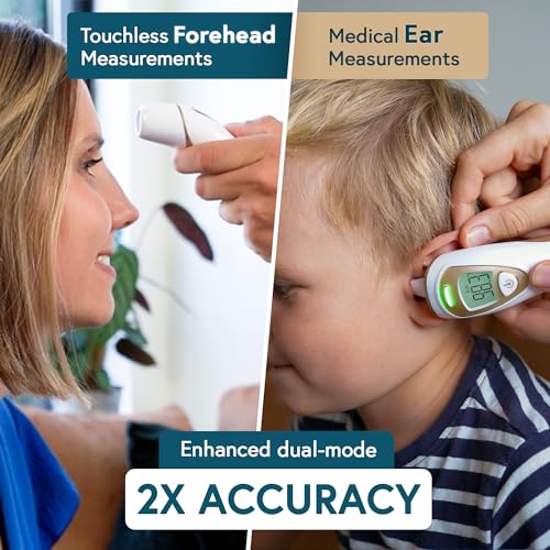 iProven Ear Thermometer with Non-Touch Forehead Function, Superior Accuracy | For Adults, Kids & Babies, Pro Series Premium Digital Thermometer, for Adults and All Ages